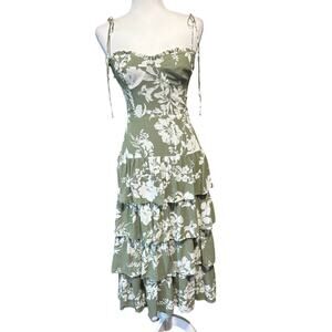 Reformation Kesia Dress Willow Green White Floral Size 2